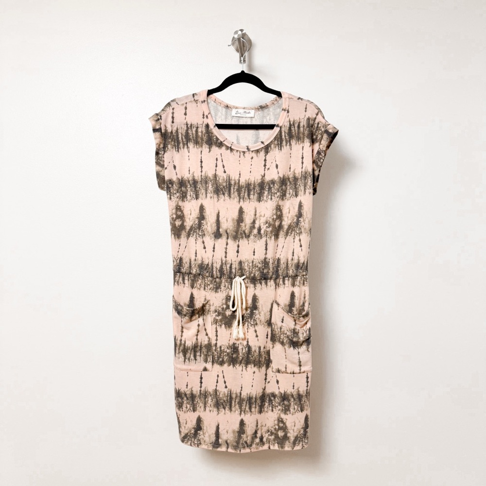 Rae Mode Tye Dye Casual Athletic Mini Dress or Swim Suit Cover Up‎ Pink Small
